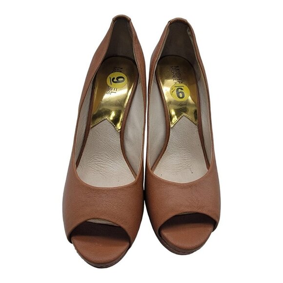 Michael Kors York Brown Leather Open Toe Platform Pumps Women's Size 9M* - Picture 2 of 7
